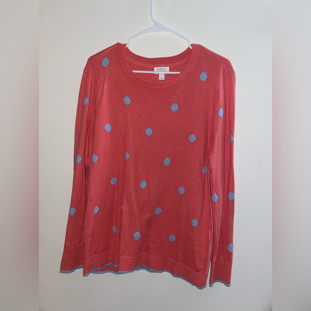 Pink and Blue Polka Dot Sweater